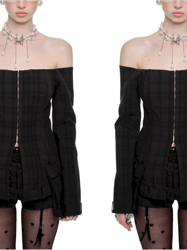 One Shoulder Hook Button Blazer【s0000011600】