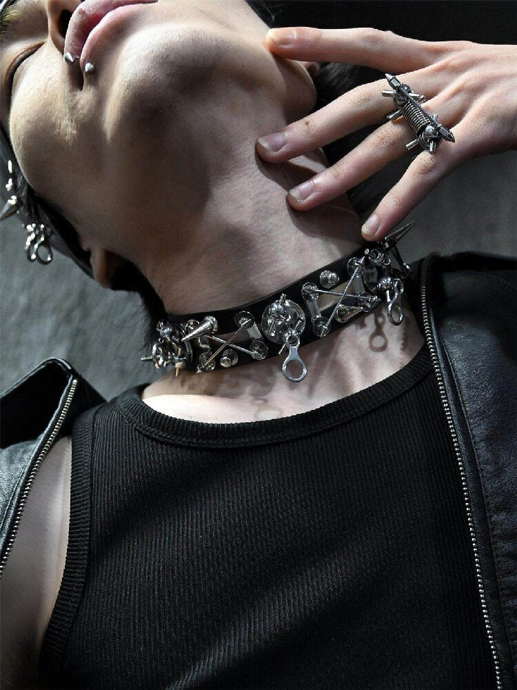 Hardcore Leather Punk Necklace Accessory【s0000018870】