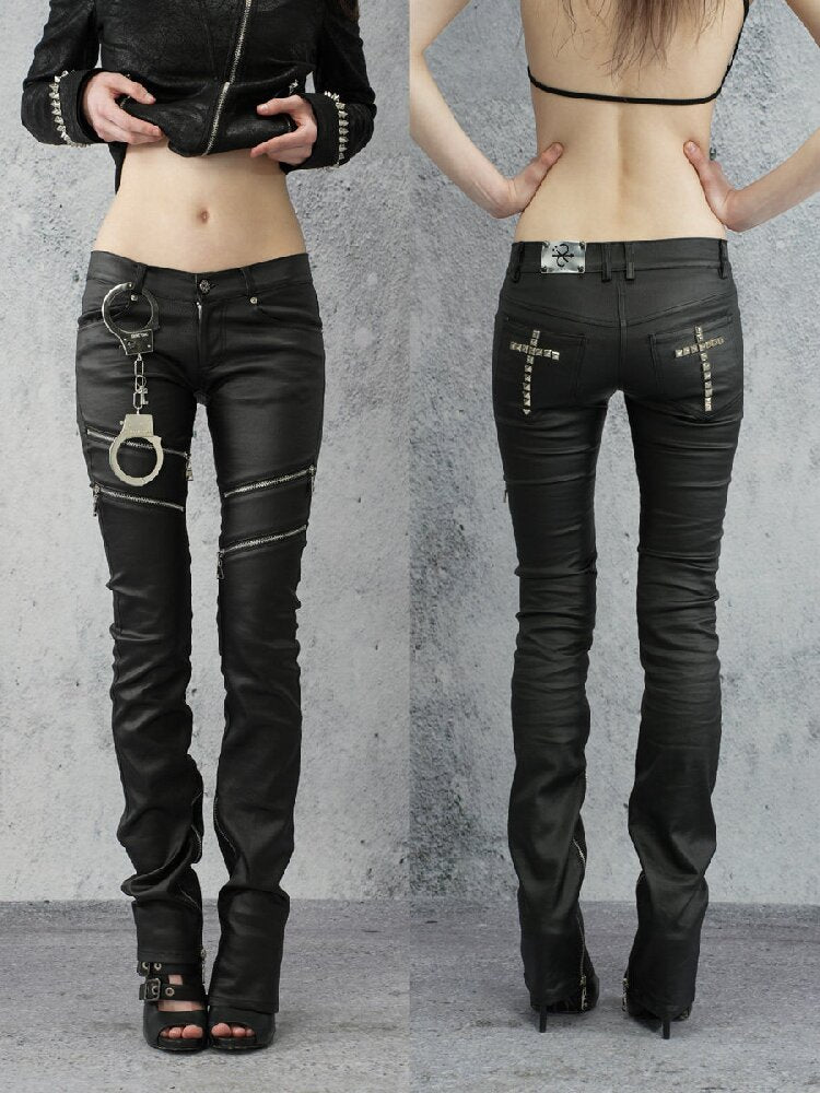 Coated Zip Stud Skinny Pants【s0000016943】