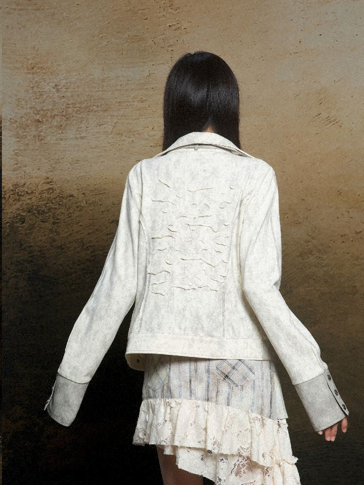 Skeleton Patchwork PU Sweatshirt 【s0000011803】