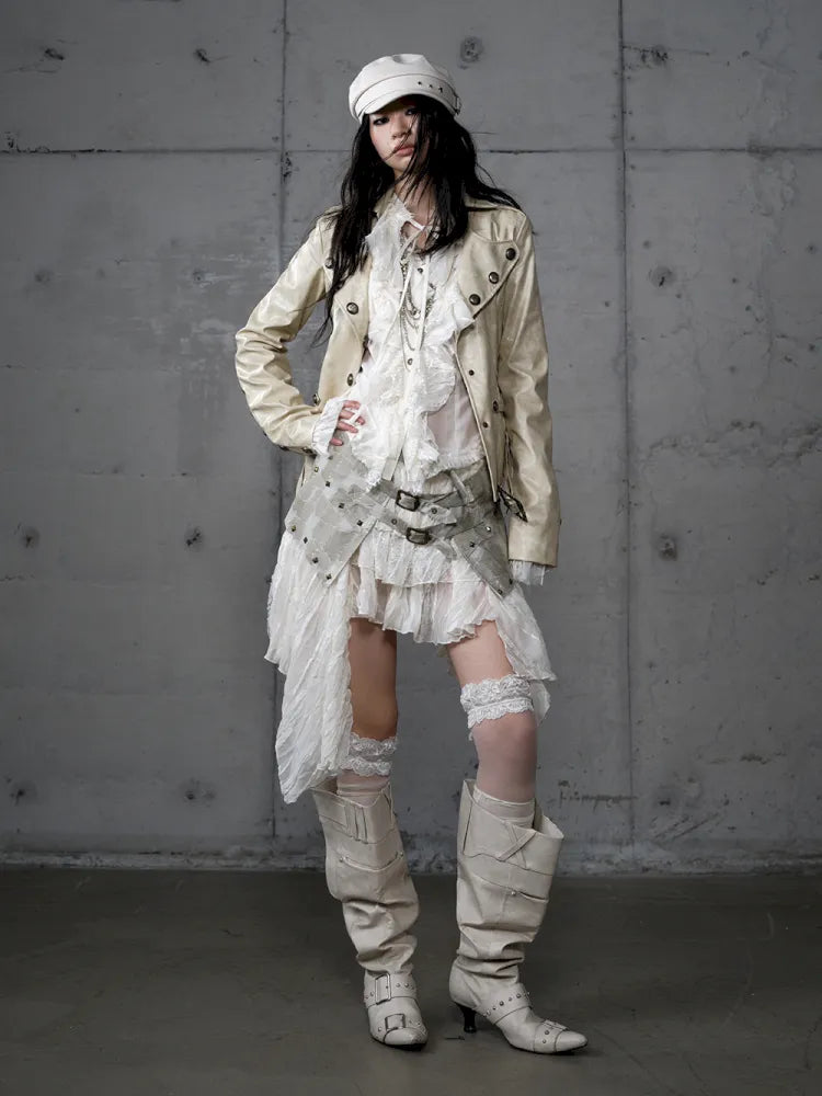 Slim-Fit Short Leather Jacket【s0000013945】