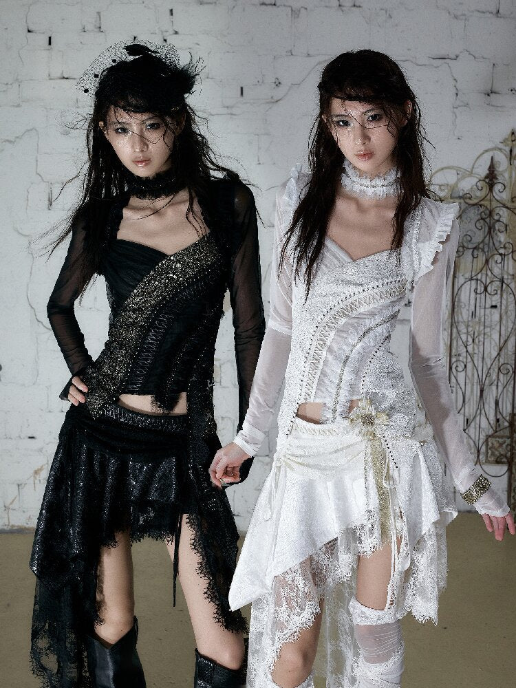 Sequin Webbing Mesh Long Sleeve Top【s0000016984】