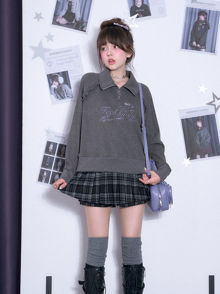 Half high neck Long Sleeve Sweatshirt【s0000011667】