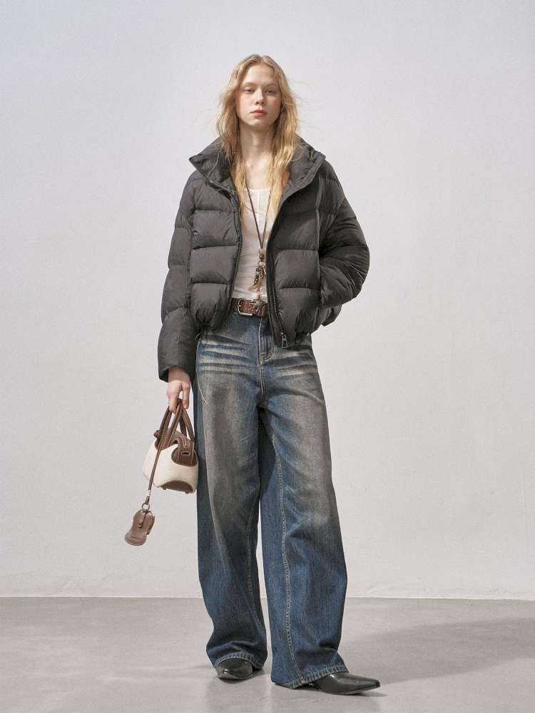 White Duck Down Ribbed Down Jacket【s0000015211】
