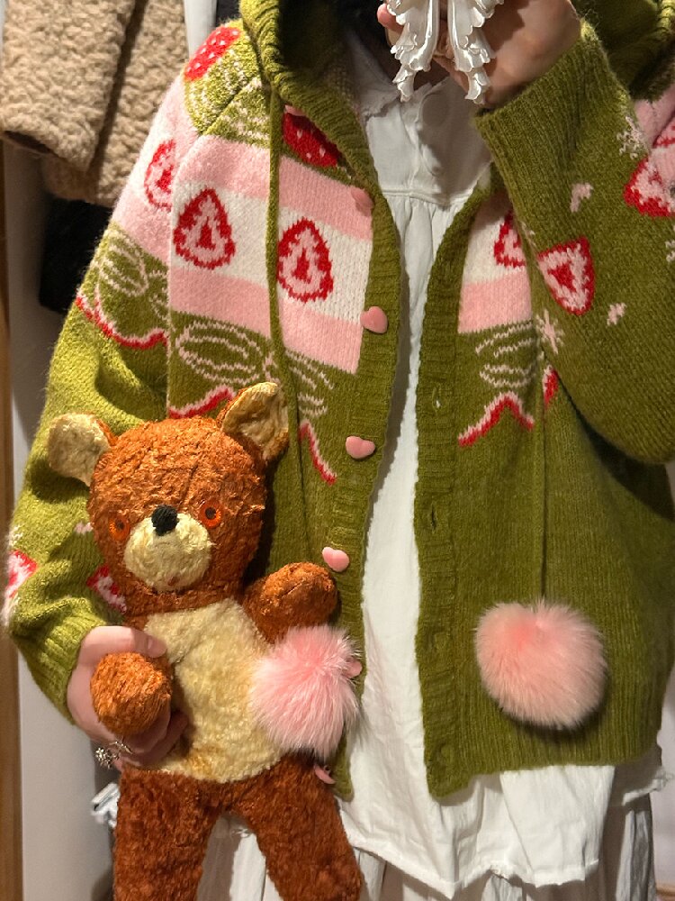 Strawberry Matcha Fair Isle Cardigan【s0000018535】