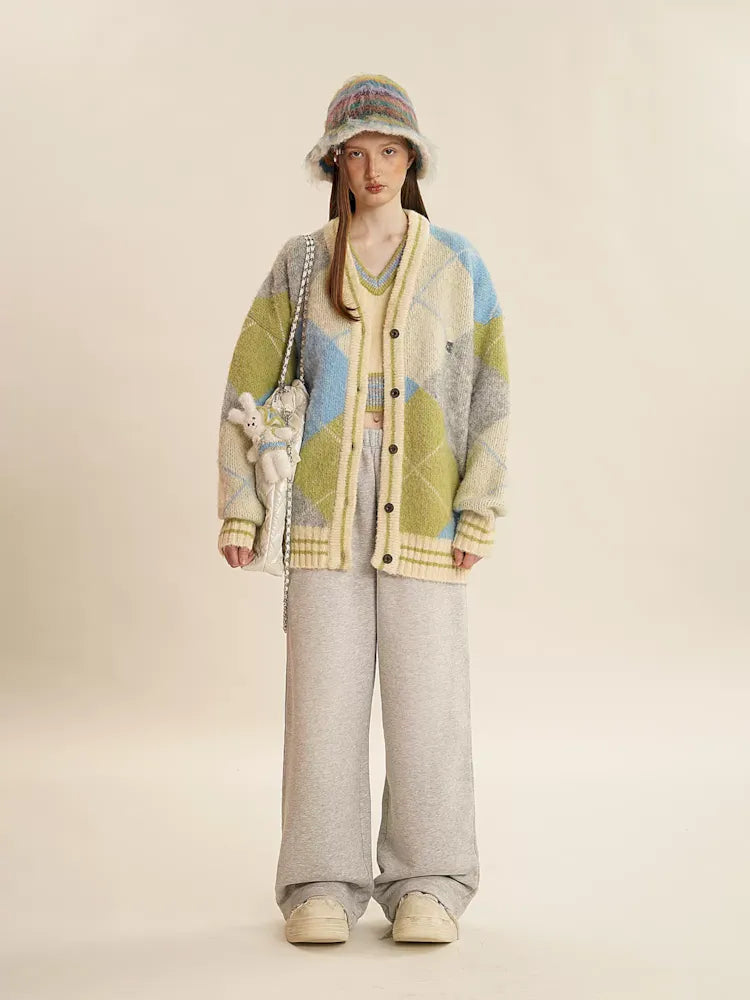 V-neck loose knit cardigan sweater【s0000006000】