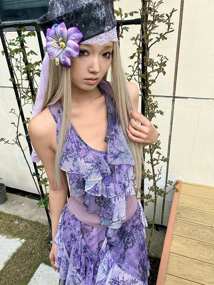 Vintage Pattern Ruffle Camisole【s0000018060】