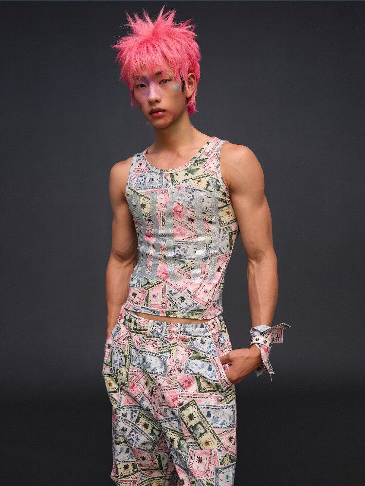 I Hope To Be Rich Printed Vest【s0000017843】