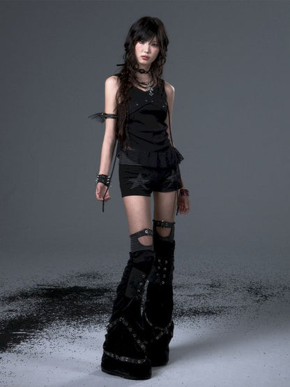 Knit Strappy Flared Legwarmers【s0000012443】