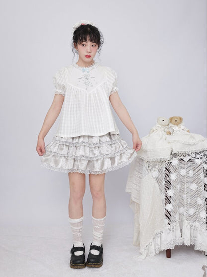 Vintage Lace Satin Cake Skirt【s0000017485】