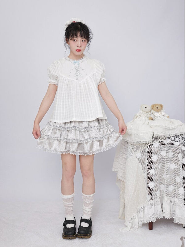 Vintage Lace Satin Cake Skirt【s0000017485】