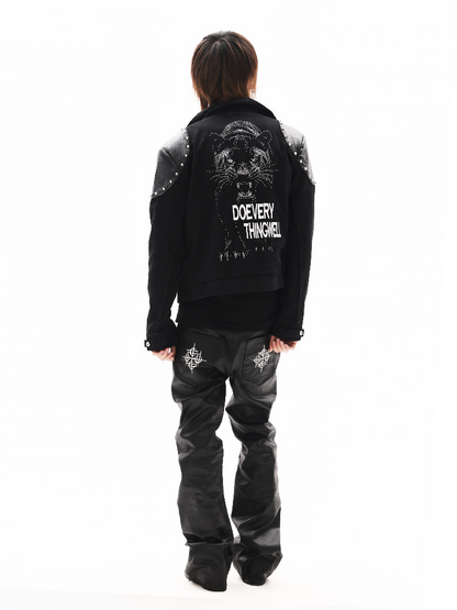 Leather Armor Rivet Canvas Jacket【s0000018352】