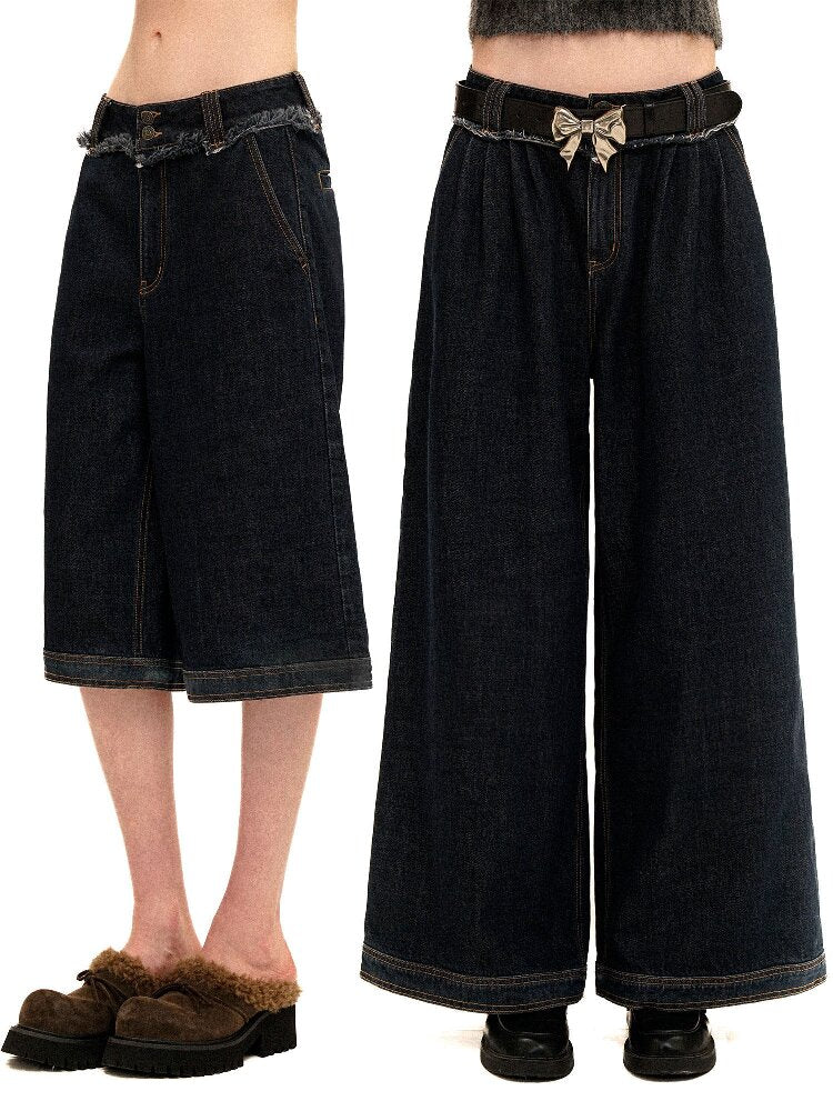 Waist Raw Lace Loose Jeans【s0000016071】
