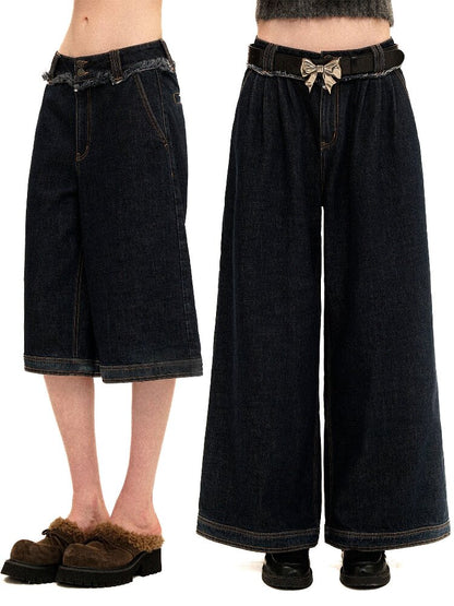 Waist Raw Lace Loose Jeans【s0000016071】