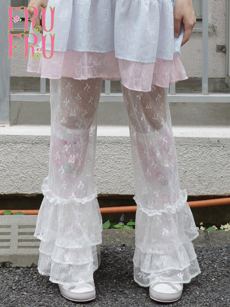 Bow Lace Versatile Flared Pants【s0000017761】
