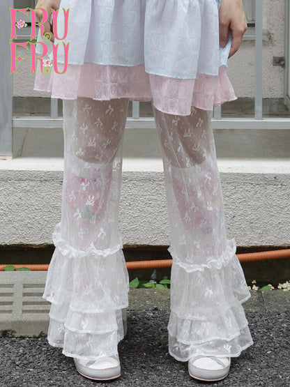 Bow Lace Versatile Flared Pants【s0000017761】