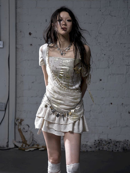 Patchwork two-way short-sleeved T-shirt【s0000012788】