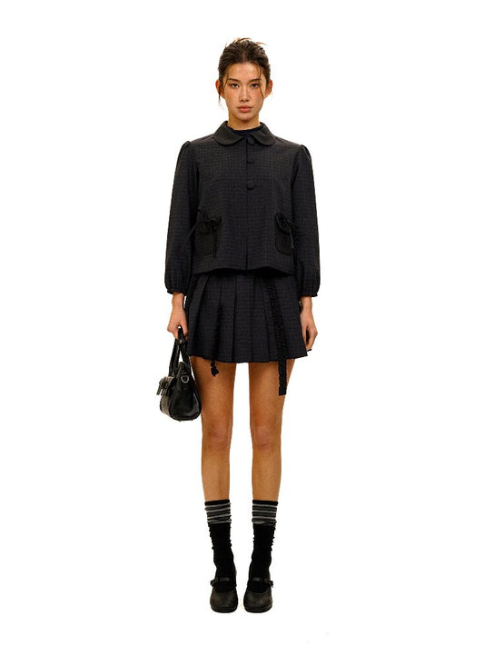 Wool Plaid Jacket Pleated Skirt【s0000017931】