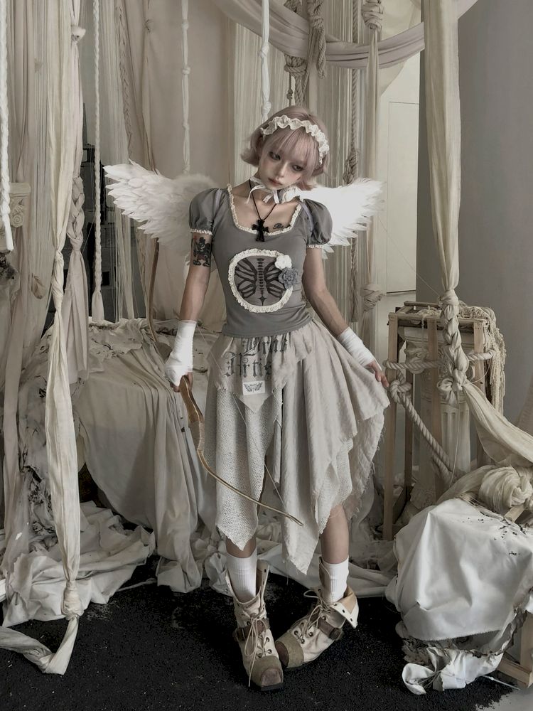 Bubble Sleeve Short Sleeve T-Shirt【s0000013525】