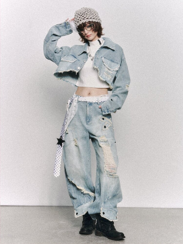 Vintage Millennium Spice Girl Wide-Leg Jeans【s0000015970】