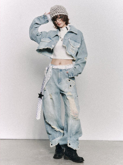 Vintage Millennium Spice Girl Wide-Leg Jeans【s0000015970】