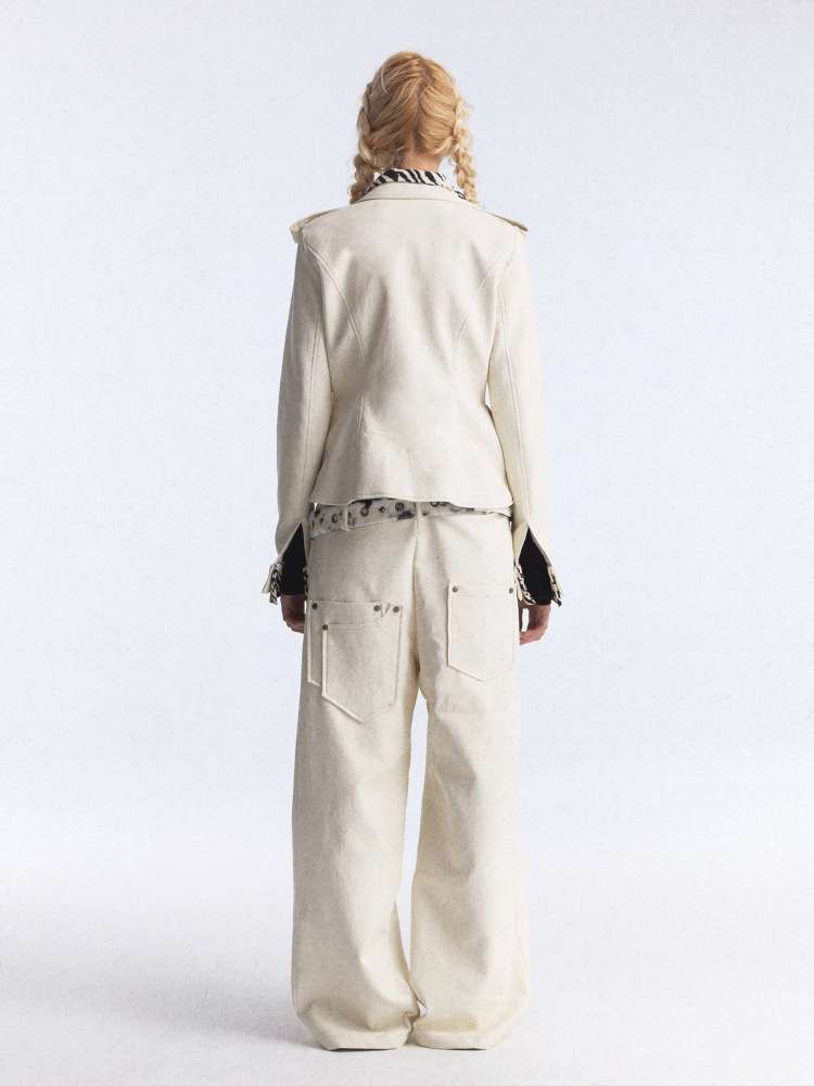 Zebra Stitching Leather Jacket【s0000015391】