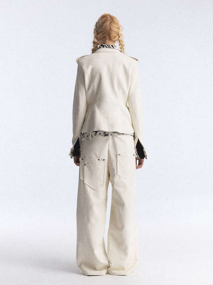 Zebra Stitching Leather Jacket【s0000015391】