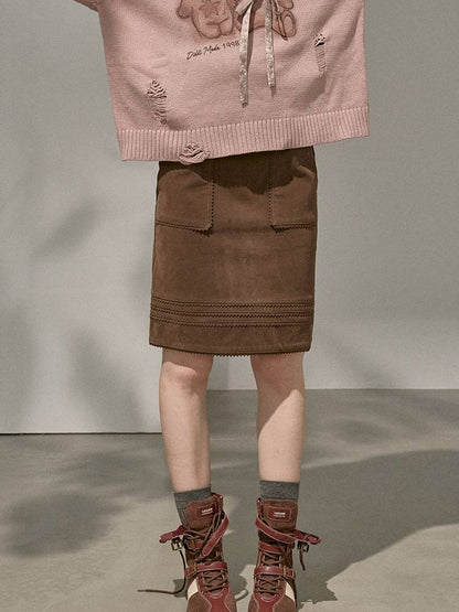 Large Pockets Leather Skirt【s0000014410】