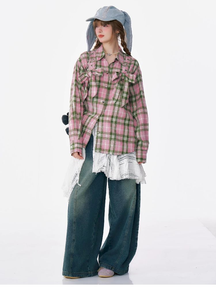 Loose Plaid Shirt Jacket【s0000012218】
