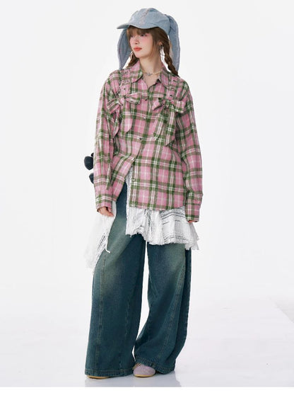 Loose Plaid Shirt Jacket【s0000012218】