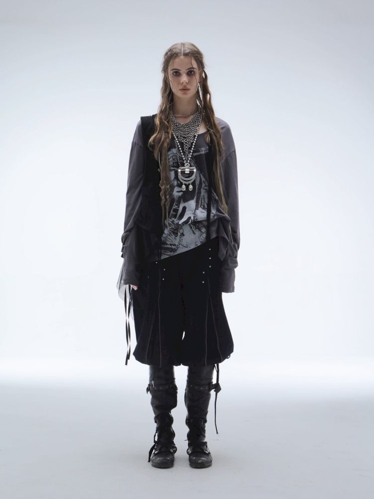 Ribbon Design Crew Neck Long Sleeve T-Shirt【s0000013905】