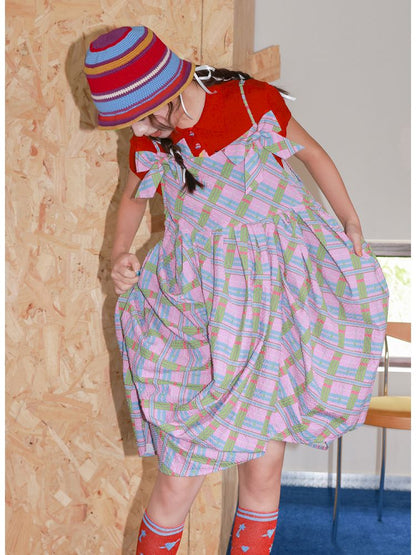 Plaid Strapless Bow Dress【s0000013927】