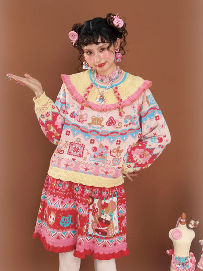 Gouache Contrast Knit Pullover【s0000015592】