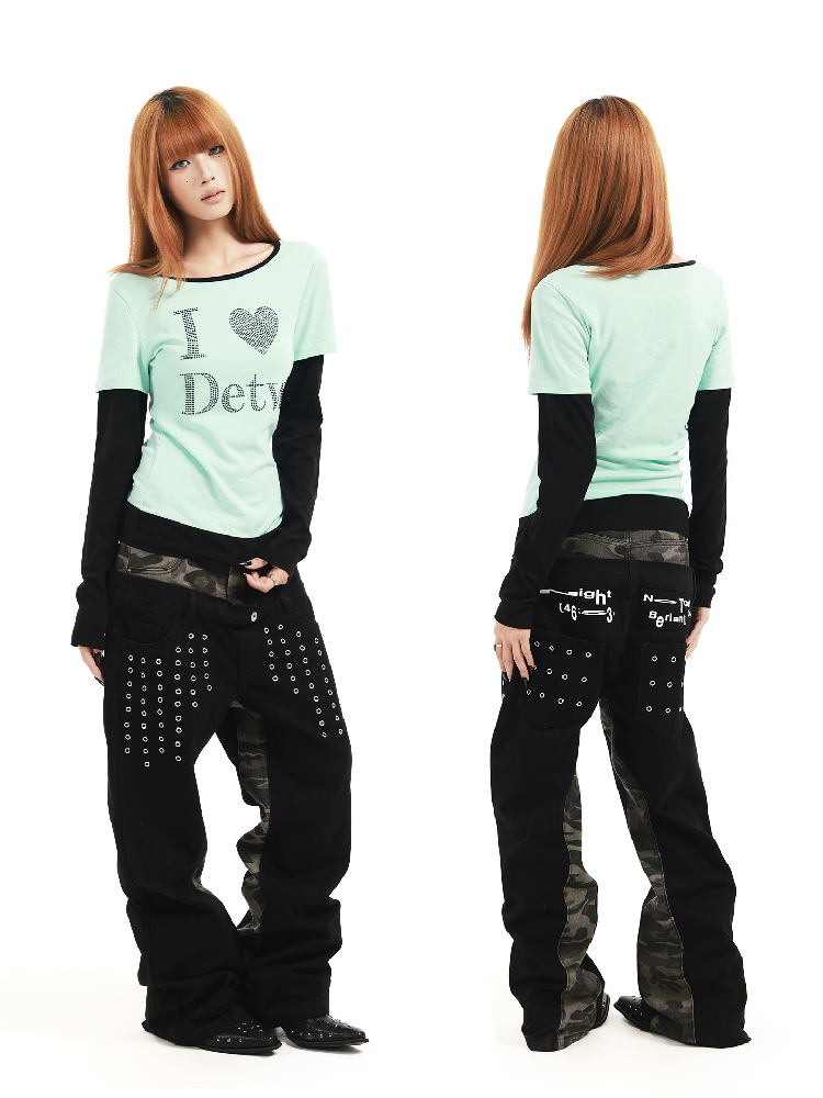 Fake Two-Piece Mint Green U-Neck T【s0000018360】