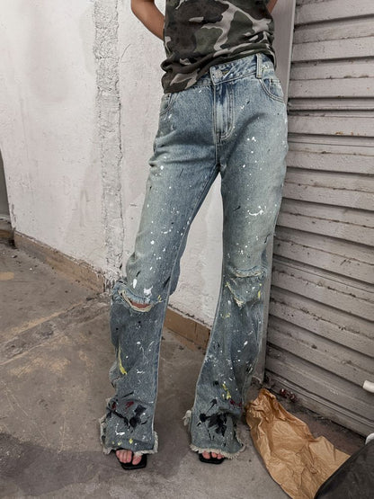 Punk Street Fermented Wash Splash Art Jeans【s0000009574】