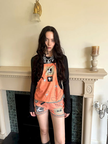 Bow orange stretch elastic shorts【s0000013519】