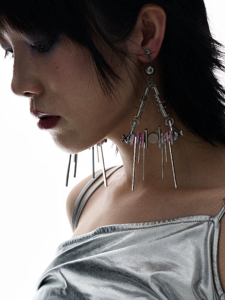 Natural Shell Futuristic Punk Earrings【s0000018853】