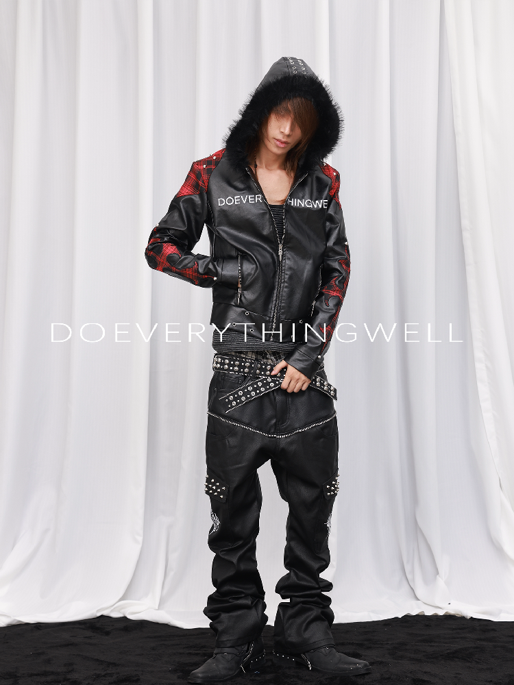 Applique Studded Wool Collar Hooded Jacket【s0000019123】