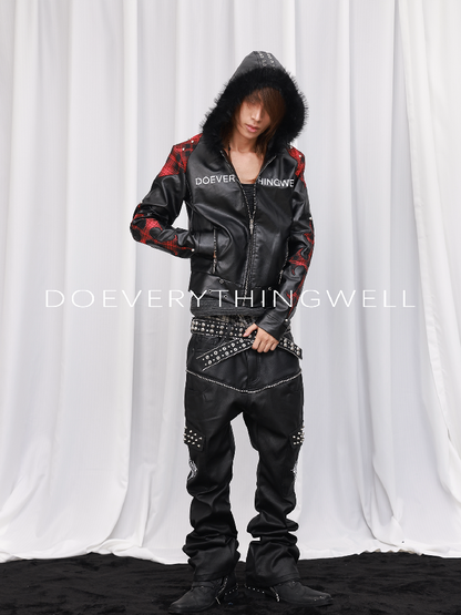 Applique Studded Wool Collar Hooded Jacket【s0000019123】
