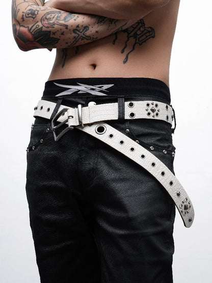 Rivet Crocodile Leather Belt【s0000018992】