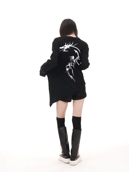 Gold Dragon Slanted Cotton T-Shirt【s0000018206】