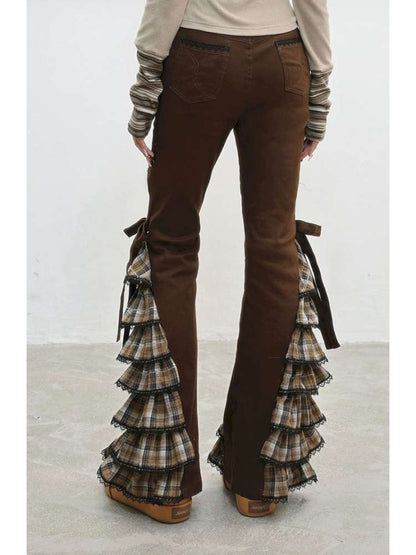 Plaid Strap Vintage Lace Slacks【s0000014832】