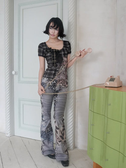 Vintage Seal Leopard Bell Bottoms【s0000018090】