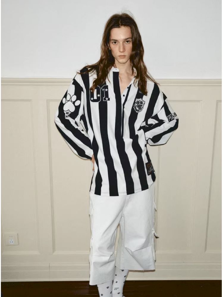 Black and white POLO Collar Ballgown【s0000011606】