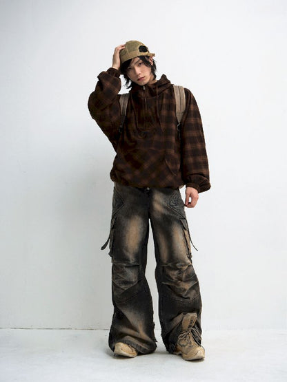 Button Folded Wide Leg Jeans【s0000011351】