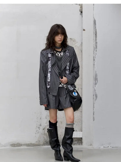 Loose-Fit Vertical-Stripe Suit Shorts【s0000014210】