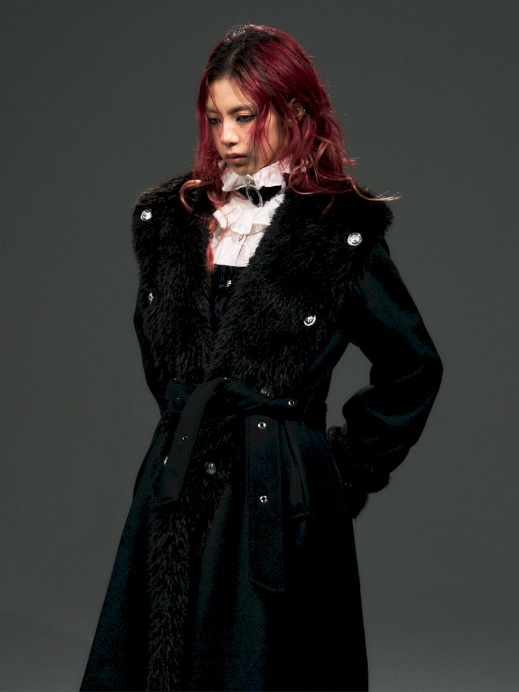 Lace Up Silhouette Tweed Coat【s0000015022】