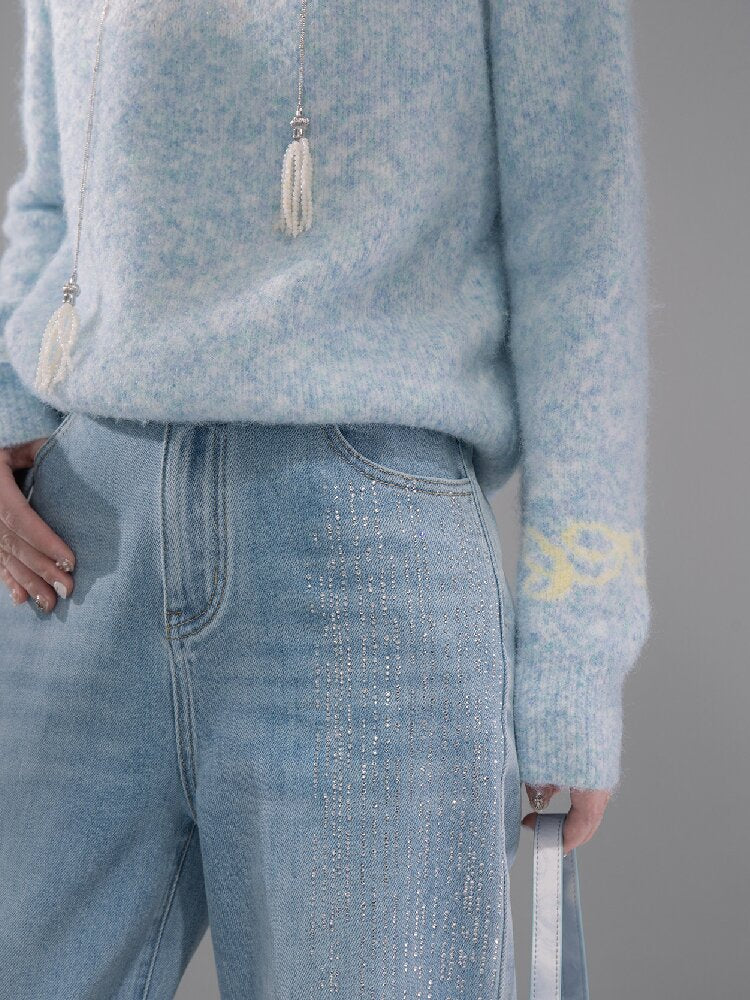 Light Sky Blue Diamond Wash Jeans【s0000015737】