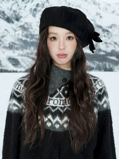 Fair Isle Striped Knit Top【s0000006024】