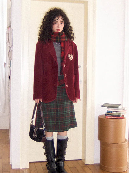 Retro British-Style Corduroy Embroidered Blazer【s0000013998】